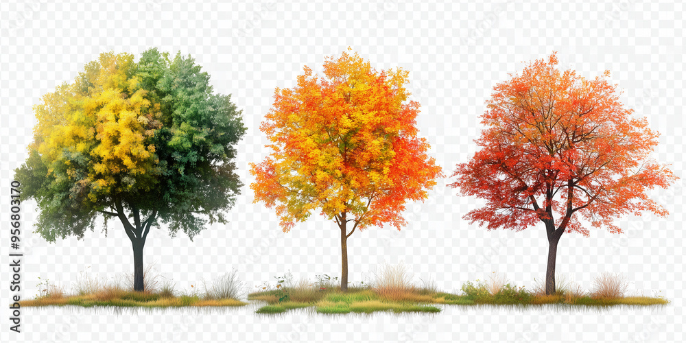 Naklejka premium autumn trees in png