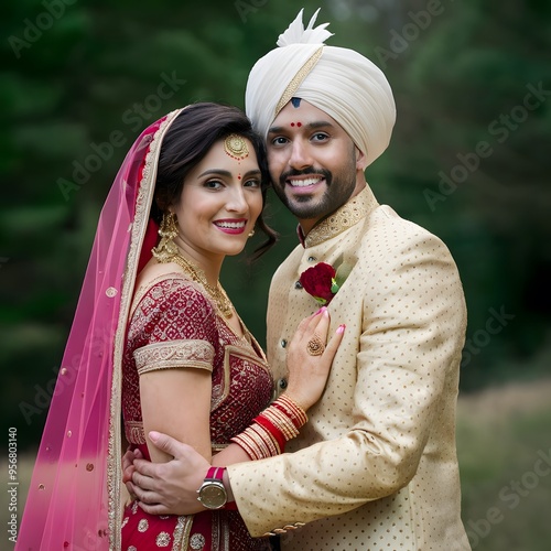 Portrait of Indian bride and groom
