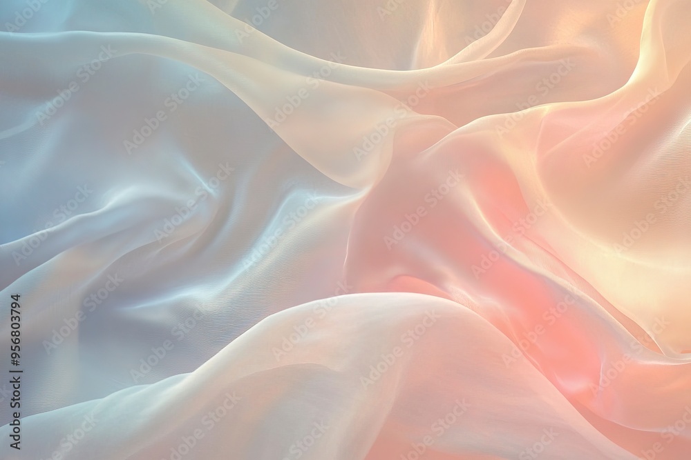 Obraz premium Abstract pastel motion background, creative video with cloth texture movement with delicate colors, dreamy graphic with elegant and luxury style, feminine design for females. Generative Ai