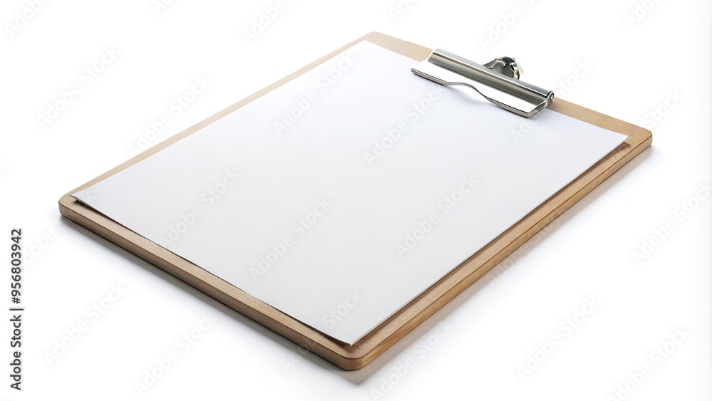 A clean, white clipboard with a blank paper sheet, isolated on a pure white background, awaiting notes, lists, or creative ideas to be written or sketched. A clean, white clipboard with a blank paper sheet, isolated on a pure white background, awaiting notes, lists, or creative ideas to be written or sketched.