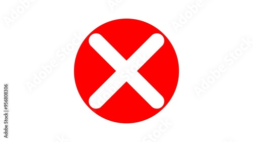 Cross Mark on Red Circle 4k Motion Graphics Video Footage with Alpha Channel