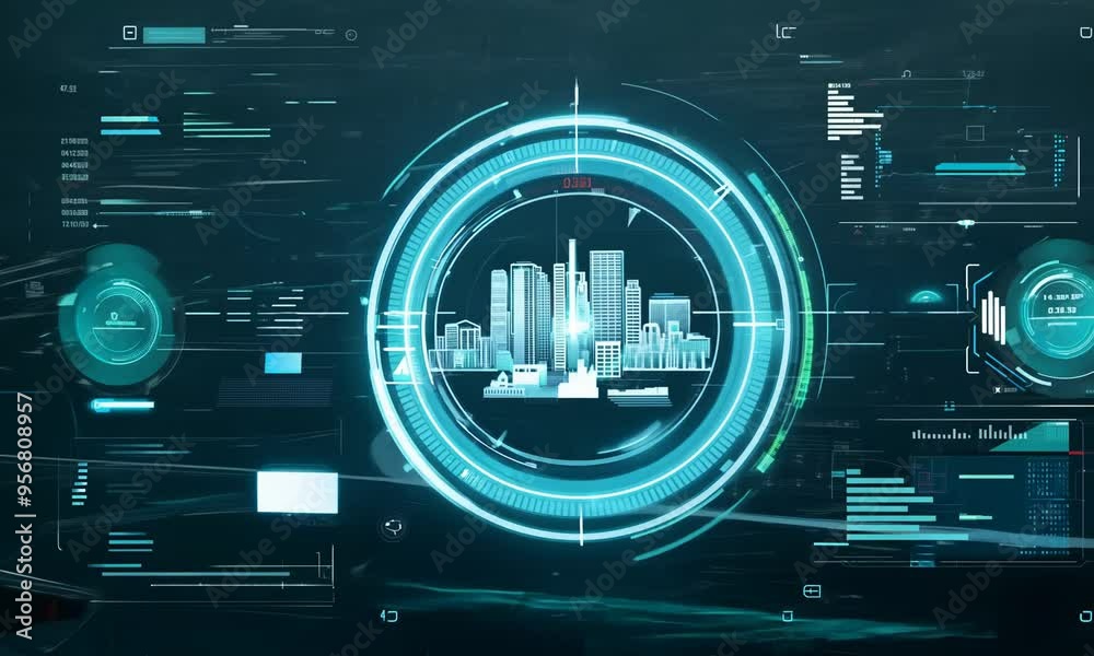 sci-fi futuristic advanced technology background 4k animation, animated hud screen 4k video