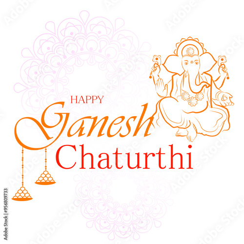 Happy Ganesh Chaturthi festival of India background with Lord Ganpati