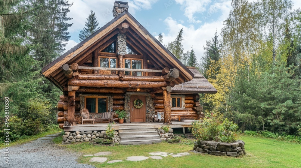 Charming log chalet set in a quiet forest, blending rustic warmth with the serenity of nature. Charming log chalet set in a quiet forest, blending rustic warmth with the serenity of nature.