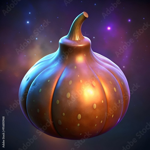 A glowing 3D rendered pumpkin. perfect for Halloween decorations. festive designs. and adding a touch of autumn charm to your projects. photo