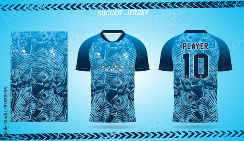 Blue and Nevy Zigzag Pattern Sport Jersey for Football Cricket and Futsal