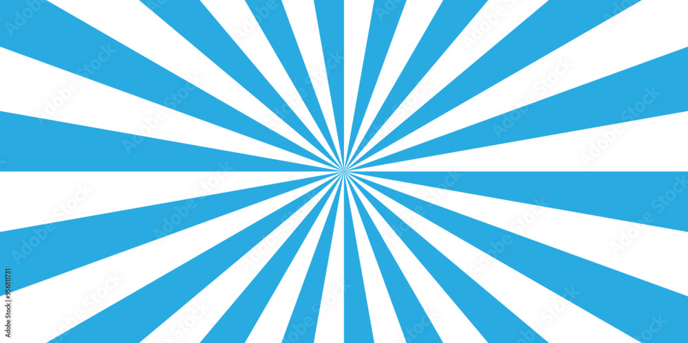 Fototapeta premium Texture geometric retro blue grunge sunburst vector pattern design. minimal sunny sunset spotlight gradient banner, poster and cartoons background.