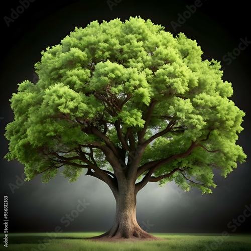 A majestic 3D illustration of a silver maple tree. its lush foliage reaching towards the sky. photo