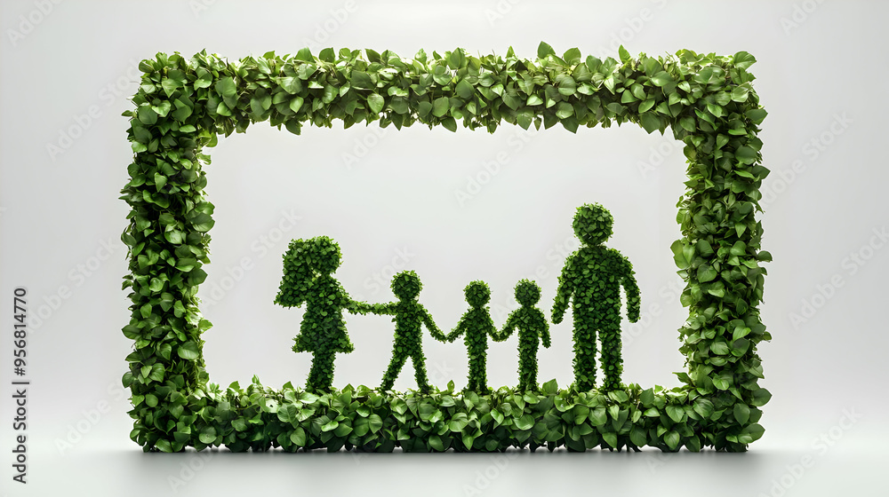 3D Family Diversity Leaf Frame with Growth Text concept as A natural ...