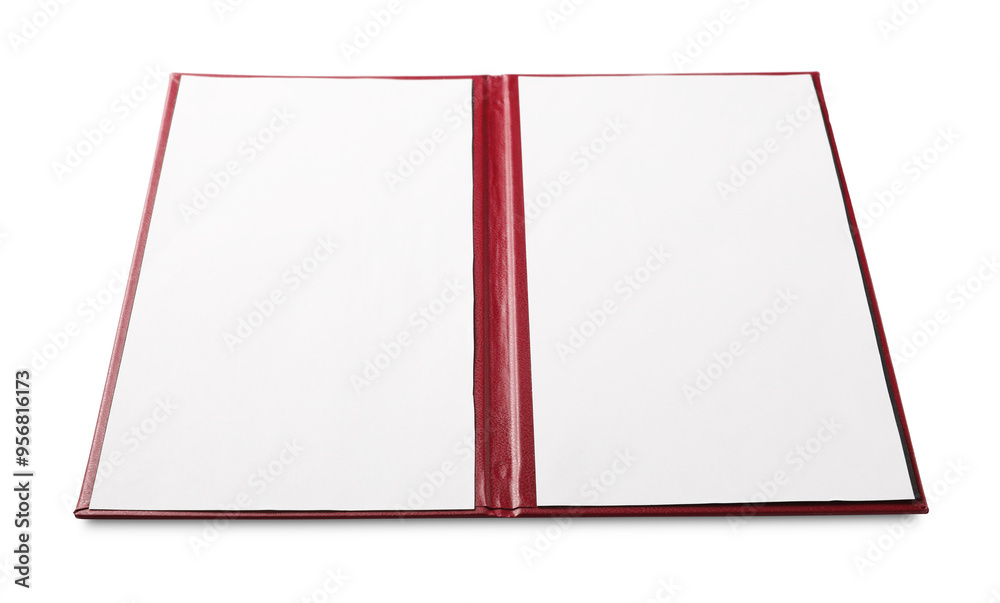 One hardcover notebook with blank sheets isolated on white. Mockup for design One hardcover notebook with blank sheets isolated on white. Mockup for design