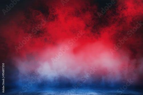 Red and blue smoke backdrop