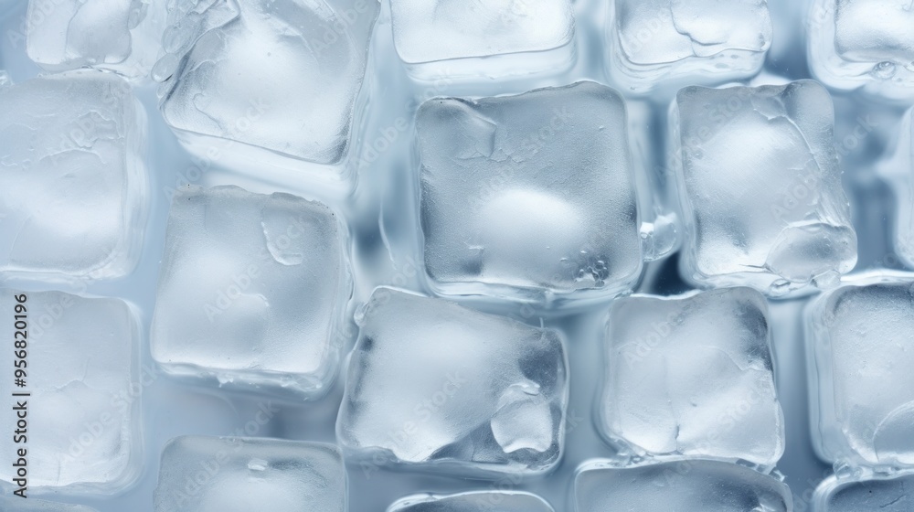 Crystal clear ice cubes as background, top view. Neural network ai generated art Crystal clear ice cubes as background, top view. Neural network ai generated art