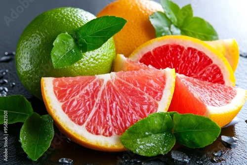 Citrus segments, bright and tangy, juicy goodness add a refreshing note to salads and desserts photo