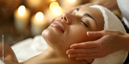 Close-up of a therapist giving a soothing facial massage at a wellness center