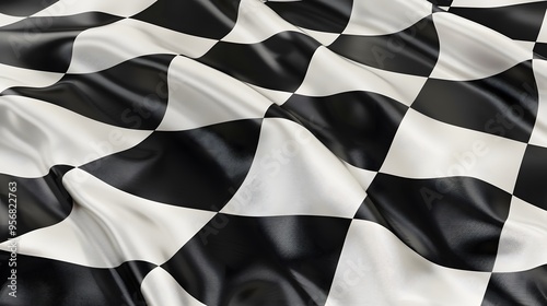 Waving Black and White Checkered Flag photo