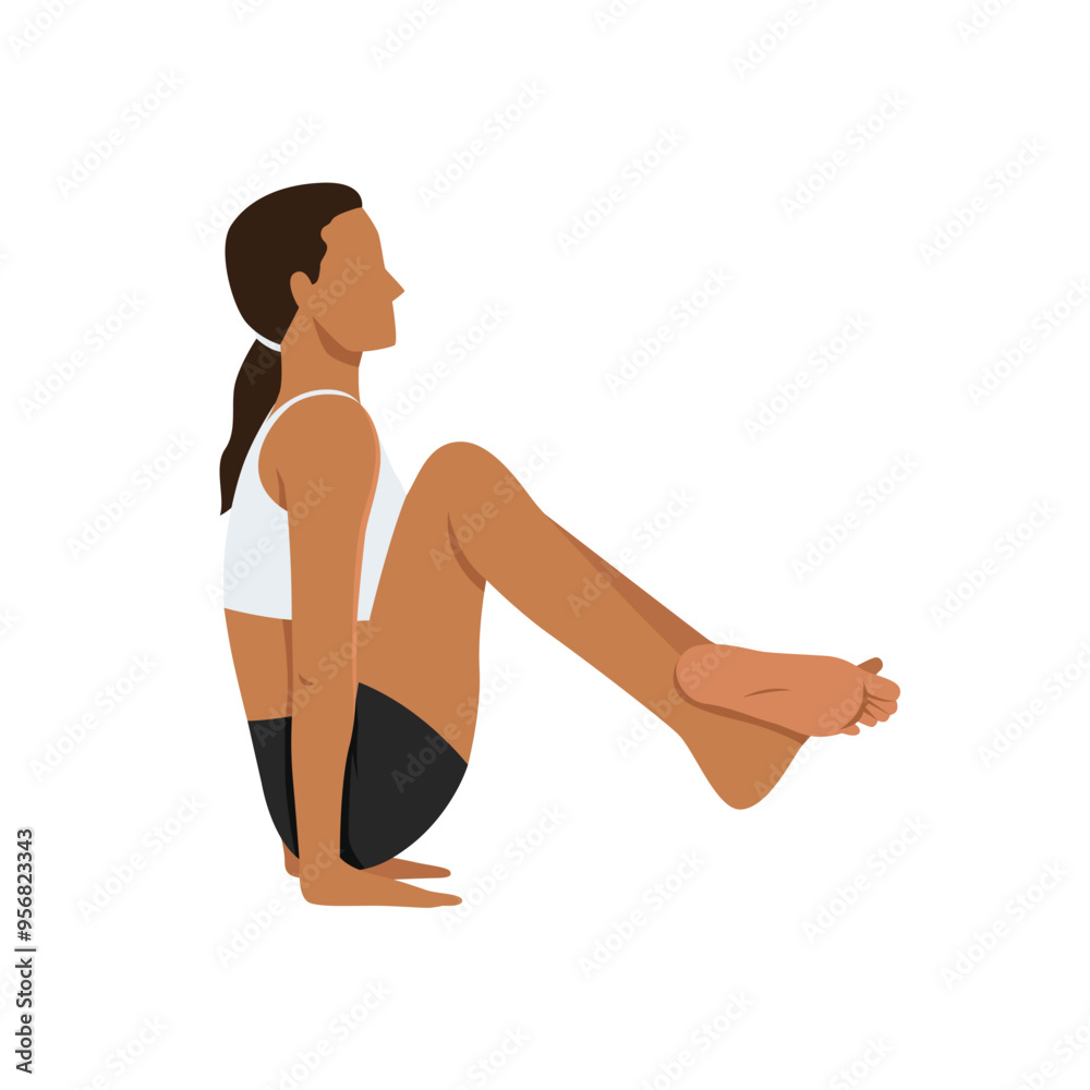 Young woman doing Jump Back Jump Through yoga exercise. Flat vector illustration isolated on white background Young woman doing Jump Back Jump Through yoga exercise. Flat vector illustration isolated on white background