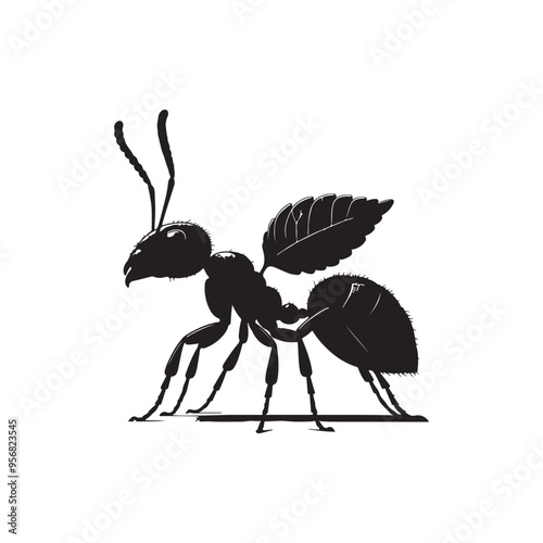 Ant Vector Silhouette White Background