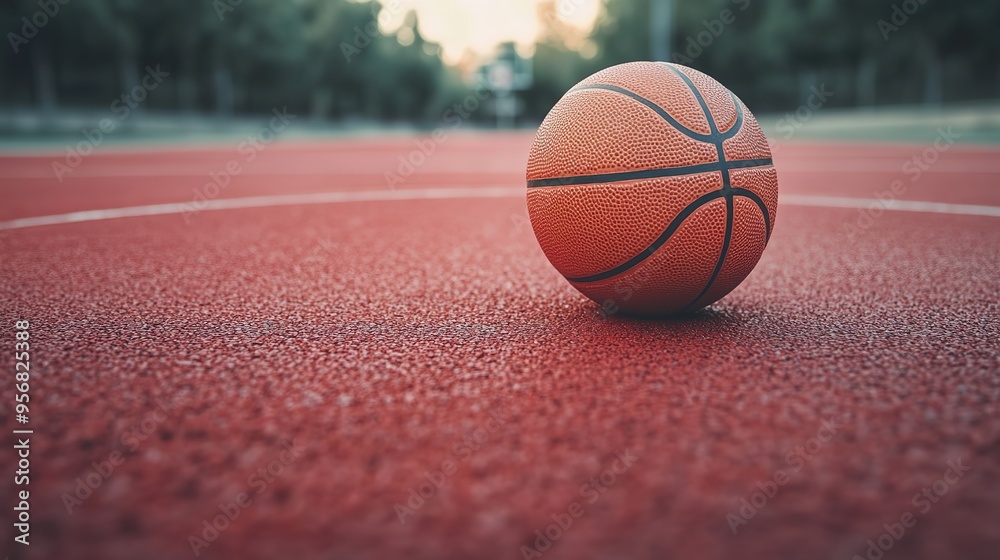 Basketball ball in the court
