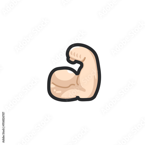 muscle hand in outline flat vector design