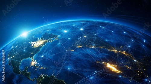 Global telecommunication networks are evolving with IoT innovations, boosting seamless connectivity and real-time data exchange across the Earth photo