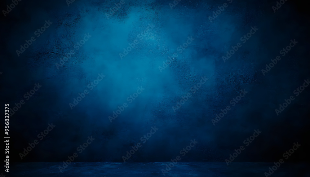 dark blue background texture with black vignette in old vintage textured border design dark elegant teal color wall with light spotlight center