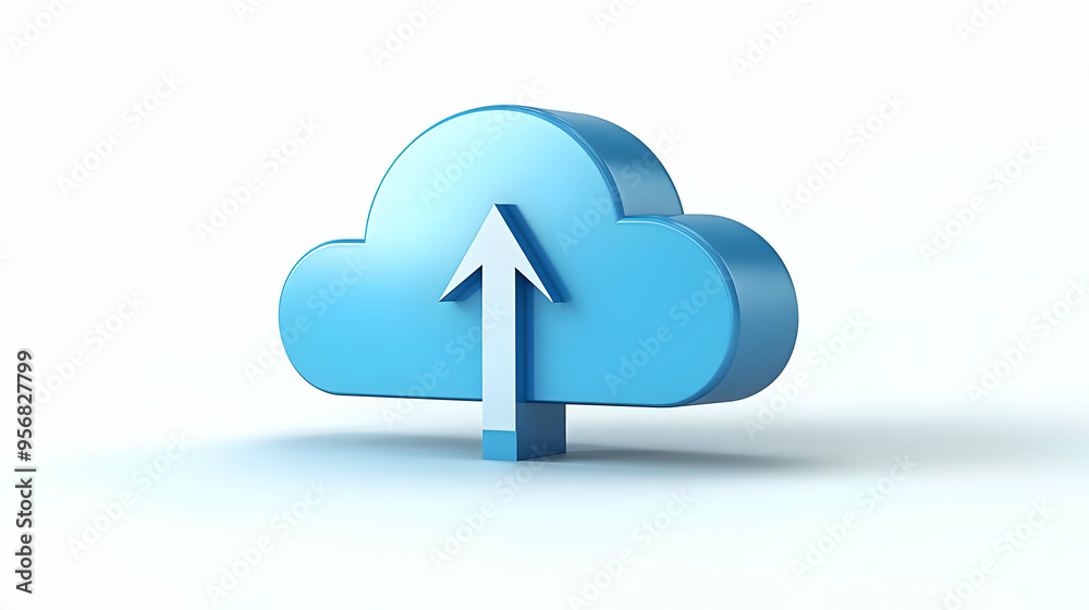 Cloud Storage Icon concept as A cloud storage icon with an upload arrow symbolizing data sharing during virtual meetings isolated on a white background for a modern and clear visual. in Photo Stock Cloud Storage Icon concept as A cloud storage icon with an upload arrow symbolizing data sharing during virtual meetings isolated on a white background for a modern and clear visual. in Photo Stock