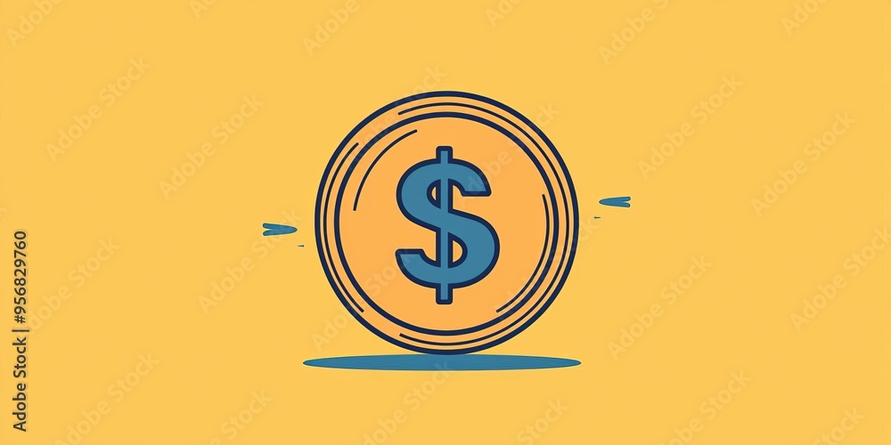 A vibrant illustration of a dollar coin with a bold design, symbolizing finance, wealth, and economic growth against a yellow background. A vibrant illustration of a dollar coin with a bold design, symbolizing finance, wealth, and economic growth against a yellow background.