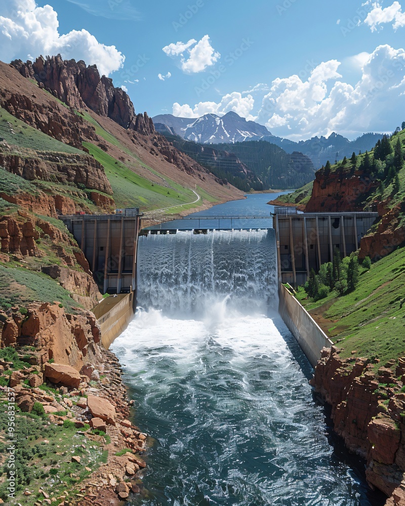 hydroelectric dam in a mountainous hydroelectric dam in a mountainous