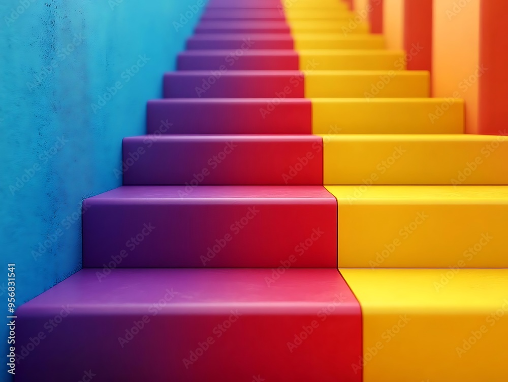Colorful Gradient Stairs, Abstract 3D Illustration Colorful Gradient Stairs, Abstract 3D Illustration