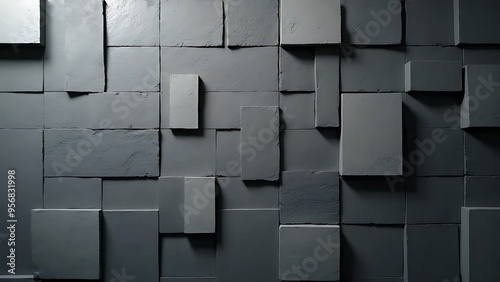 Abstract Geometric Pattern of Grey and White Blocks 