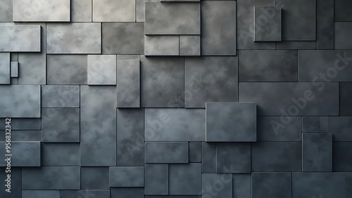 Abstract Geometric Pattern of Grey and White Blocks 
