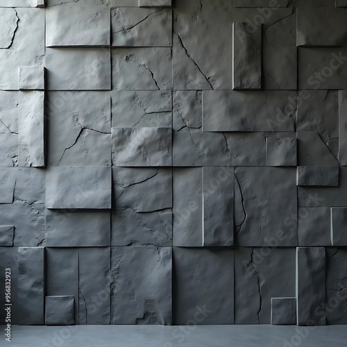 Abstract Geometric Pattern of Grey and White Blocks 