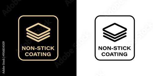 Non-Stick Coating vector icon for product labels.