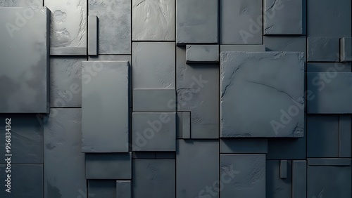 Abstract Geometric Pattern of Grey and White Blocks 