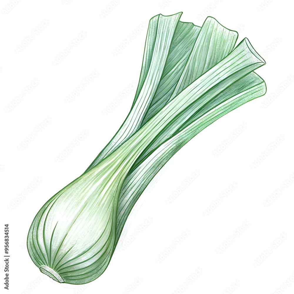 A detailed pencil drawing of a single leek. perfect for illustrating culinary recipes. healthy eating guides. or botanical studies. A detailed pencil drawing of a single leek. perfect for illustrating culinary recipes. healthy eating guides. or botanical studies.