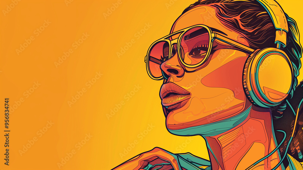 custom made wallpaper toronto digital"Rhythmic Vibes: Illustration of a Hip Hop Woman Enjoying Music"