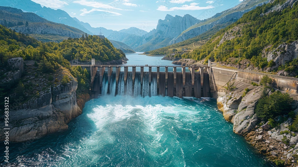 hydroelectric dam in a mountain autumns hydroelectric dam in a mountain autumns