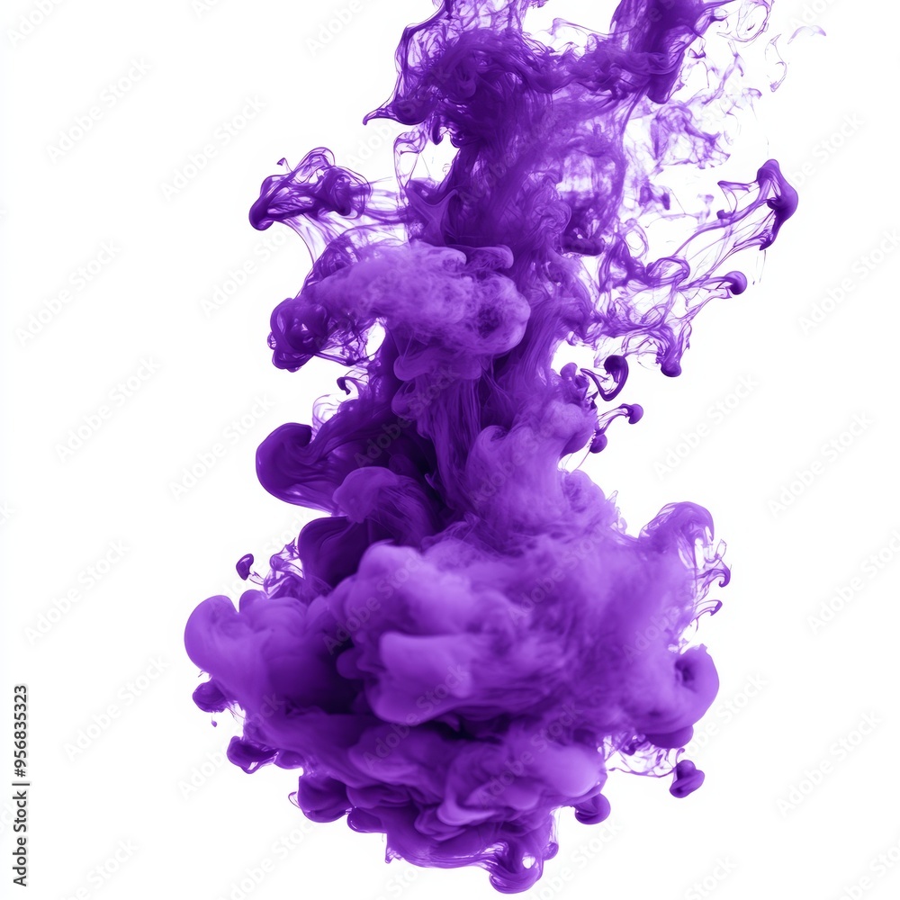 An abstract violet ink smoke image with purple cloud on a transparent background. An abstract violet ink smoke image with purple cloud on a transparent background.