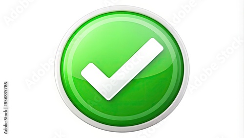 A round, bright green checkmark icon with a white background, symbolizing success, approval, and correctness, often used in digital designs and user interfaces.