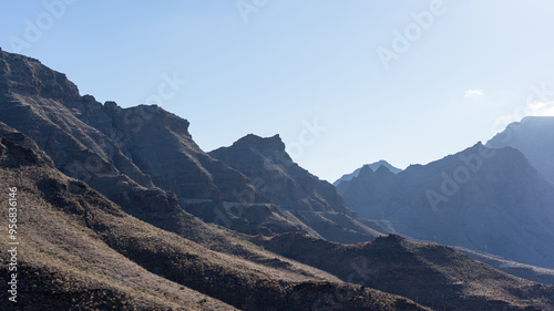 Mountain landscape. View from the observation deck - Mirador de San Nicolas. Gran Canaria. Canary Islands. Spain.