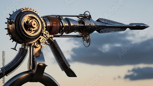 Steampunk  Weapon with Gears and Ornate Design