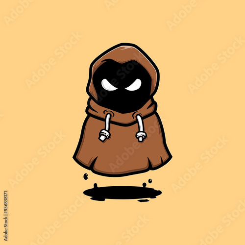 illustration of a floating ghost with brown hoodie