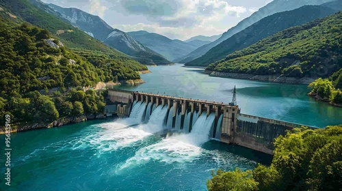 hydroelectric dam in a mountain autumns