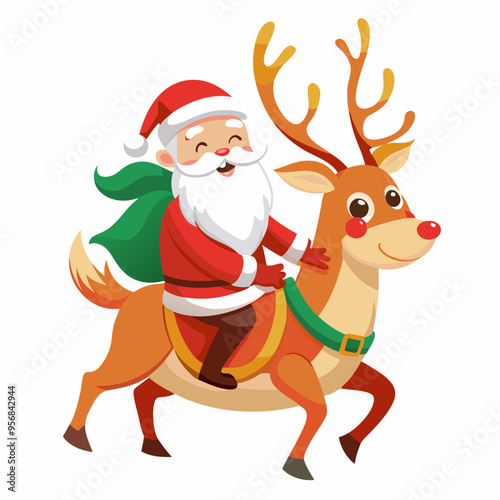 Santa Claus vector illustration of cartoon character, New Year Santa on white background