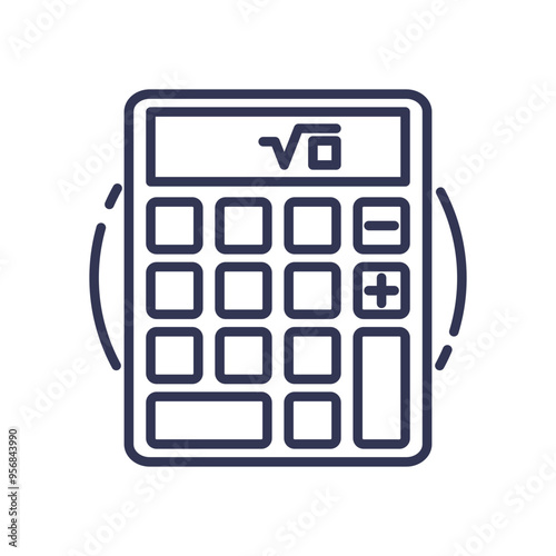 Line art of a calculator with a square root symbol, representing mathematical calculations and analysis.