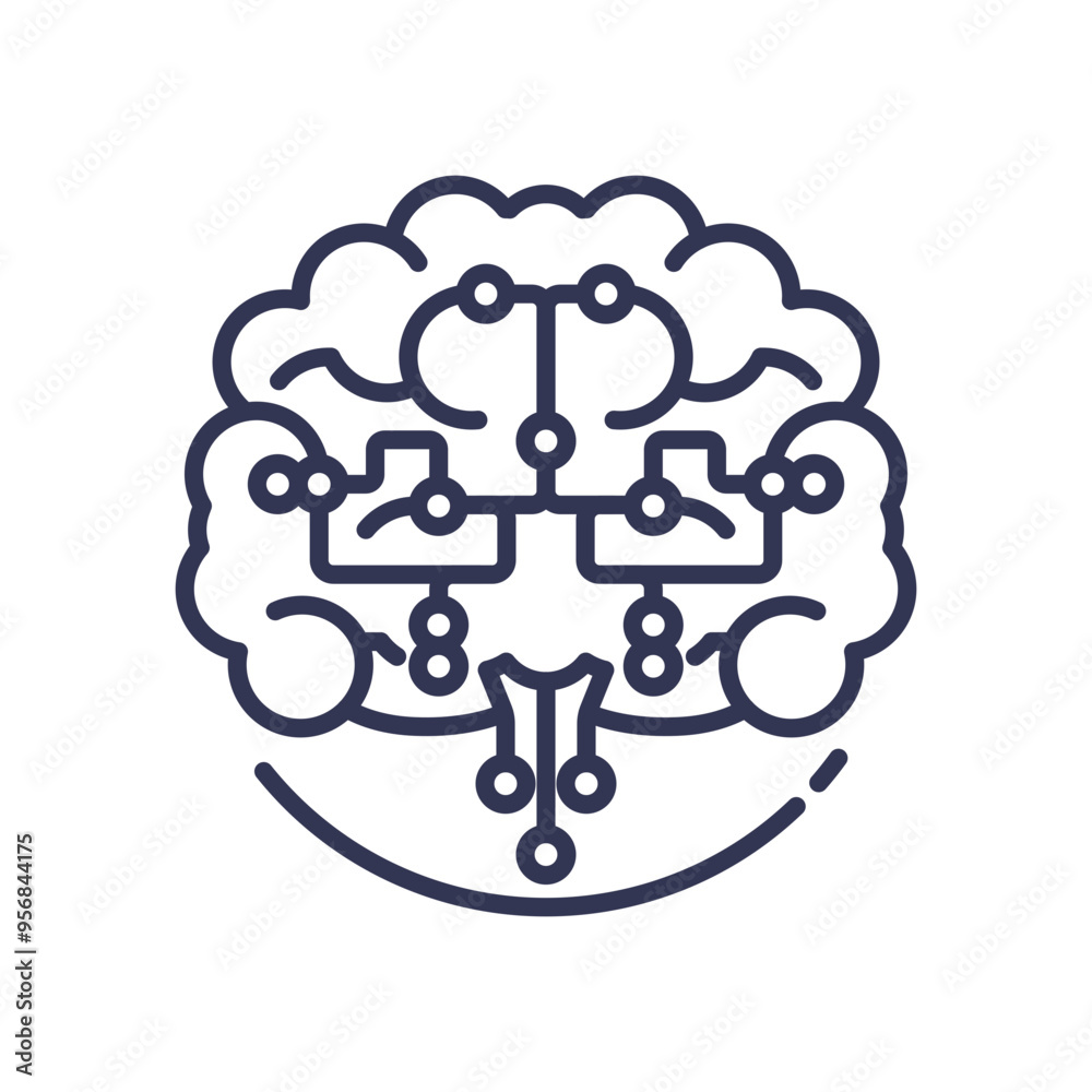Illustration of a brain with circuit-like connections, symbolizing computational power and artificial intelligence.