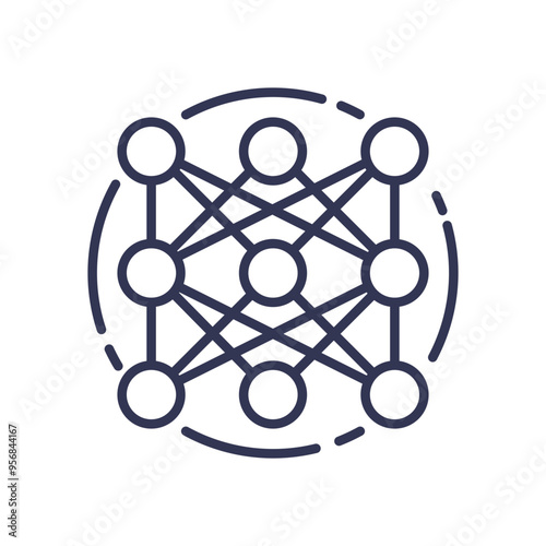 Illustration of a neural network, representing complex algorithm development and machine learning processes.
