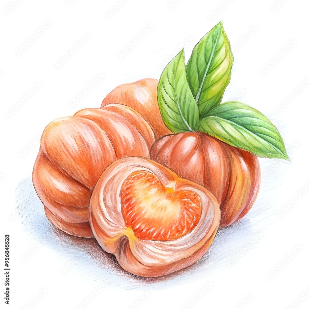 A hand drawn illustration of a sweet and sour pork dish. featuring succulent pieces of meat. vibrant green leaves. and a tempting. juicy presentation. A hand drawn illustration of a sweet and sour pork dish. featuring succulent pieces of meat. vibrant green leaves. and a tempting. juicy presentation.
