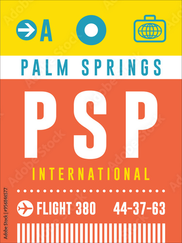 Foto Palm Springs Retro Baggage Tag | Vintage Styled Luggage Tag from PSP Internation