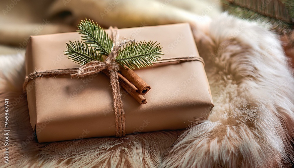 Earthy Brown Gift with Pine and Cinnamon Accents Earthy Brown Gift with Pine and Cinnamon Accents